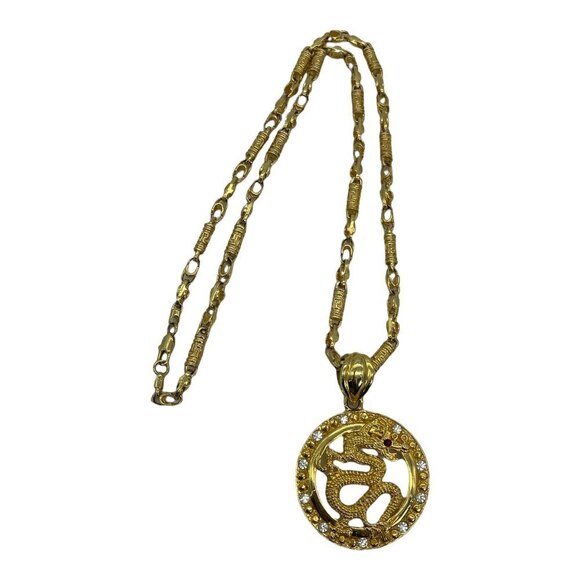 Dragon Pendant Gold Metal Necklace Made with solid metal weighs 118 grams - Picture 5 of 12